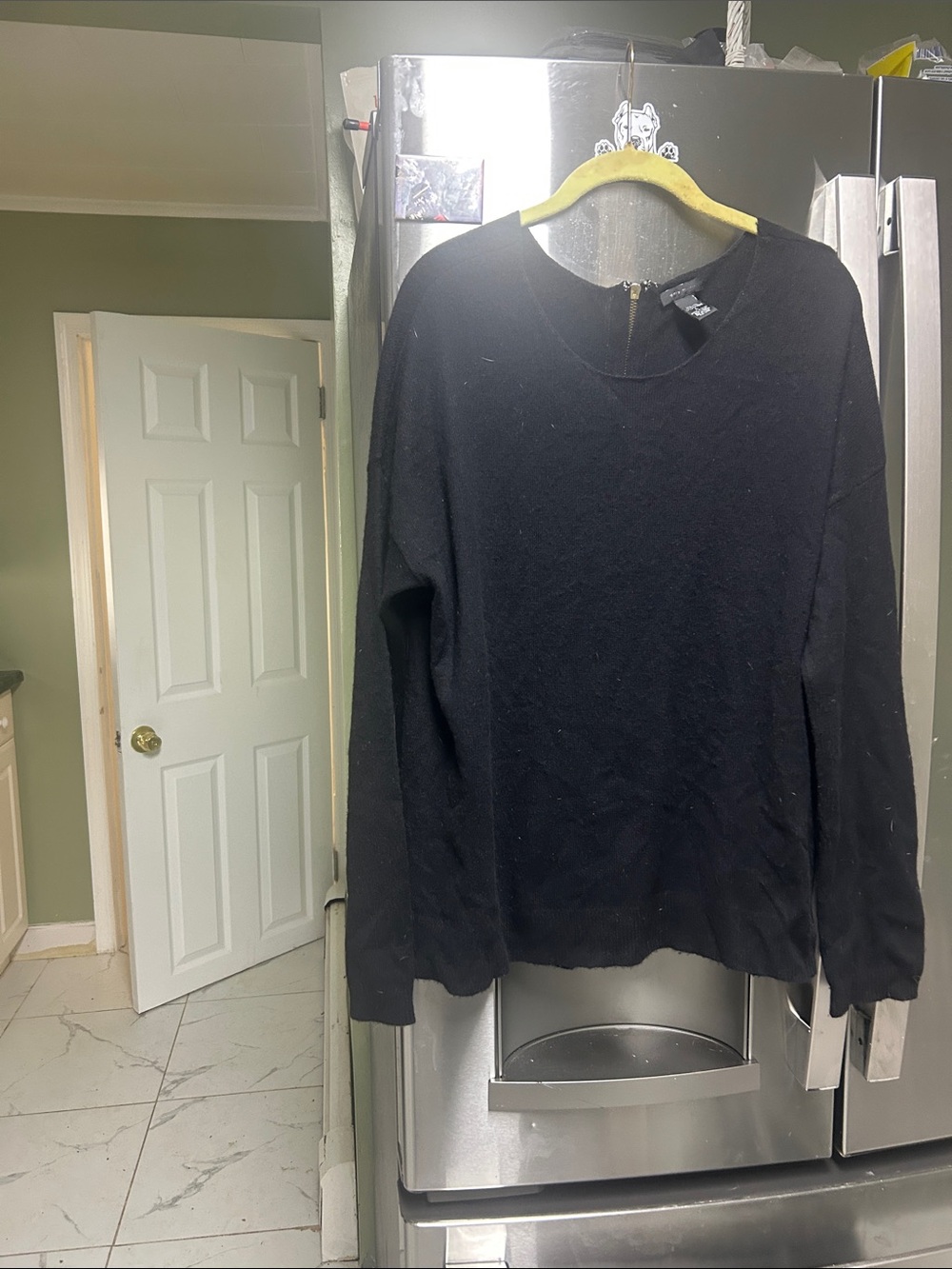 Women's Black Crewneck Sweater - Classic Everyday Pullover 90% Wool/10% cashmere